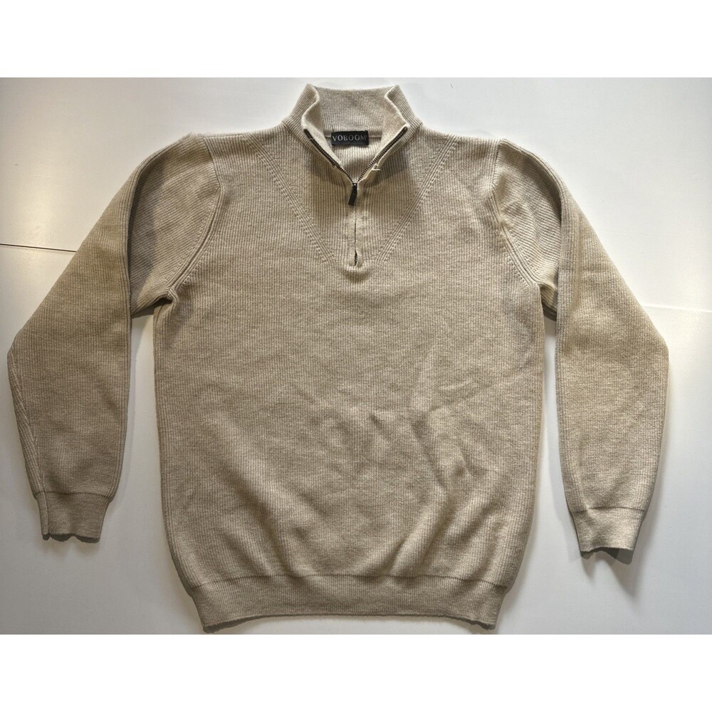Voboom Sweater Men's Size Large 1/4 Zip Long Sleeve Tan